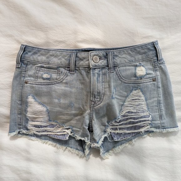 Mini distressed denim shorts - Picture 1 of 5